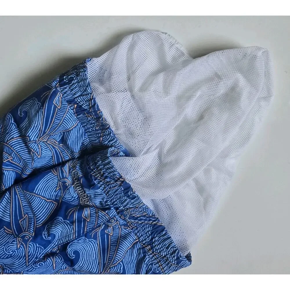 Columbia PFG Shark Print Swim Trunks Boys Youth XL 18/20 Blue White UPF 50 NWT